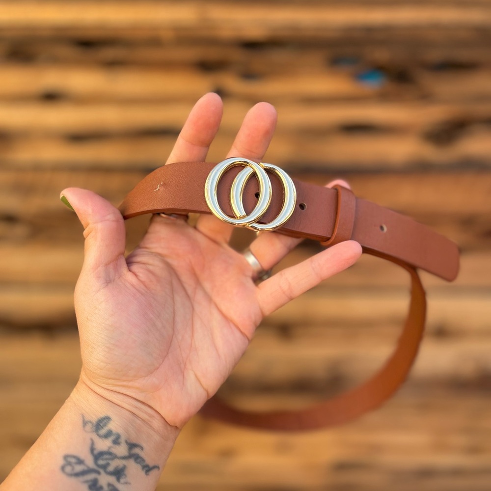 UNBRANDED | Cognac Brown Gold Women’s Belt S/M